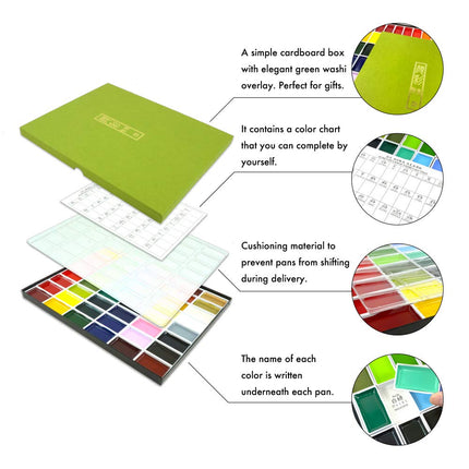 Kuretake Gansai Tambi Watercolour Paint Set, 48 Colours, Made in Japan