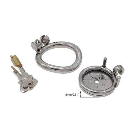 Flat Chastity Cage Metal Male Chastity Device Dark Lock Design Steel Cage for Men BDSM Bondage Cage Sex Toys for Couples (45mm/1.77in)