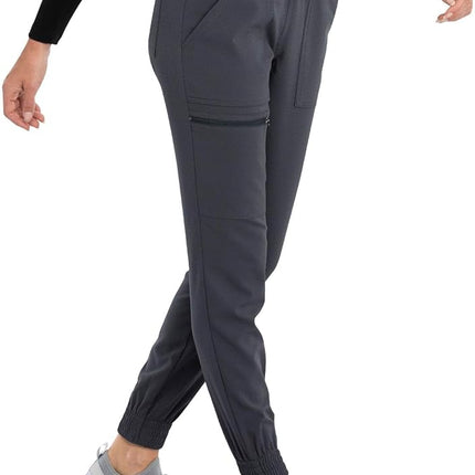 CHEROKEE Women's Mid Rise Tapered Leg Jogger Scrubs Pant, Pewter, XXL Plus