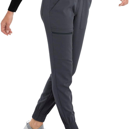 CHEROKEE Women's Mid Rise Tapered Leg Jogger Scrubs Pant, Pewter, XXL Plus