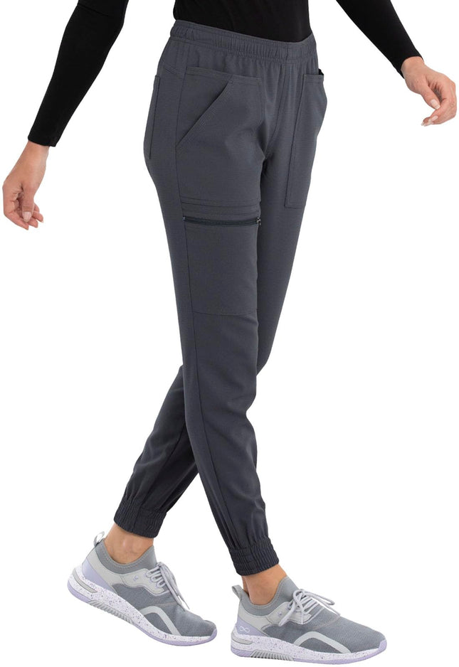 CHEROKEE Women's Mid Rise Tapered Leg Jogger Scrubs Pant, Pewter, XXL Plus