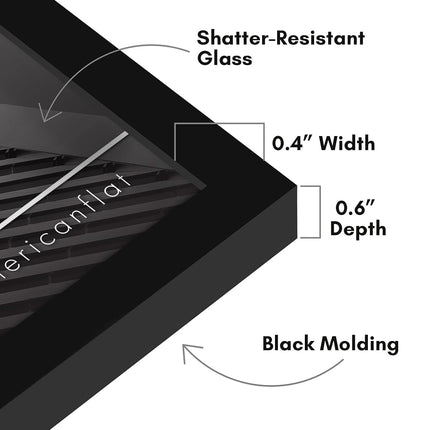 Americanflat 6x6 Picture Frame with Shatter-Resistant Glass - Streamline Collection - Thin Square Picture Frame for Tabletop and Wall Display - Hanging Hardware and Easel Stand Included - Black