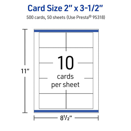 Avery Printable Rectangle Business Cards with Sure Feed Technology, 2" x 3-1/2", Glossy White Cardstock, Laser/Inkjet, 500 Total