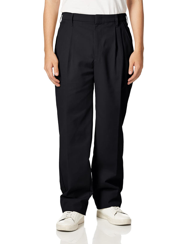 Red Kap Men's Pleated Twill Slacks, Black, 50x34