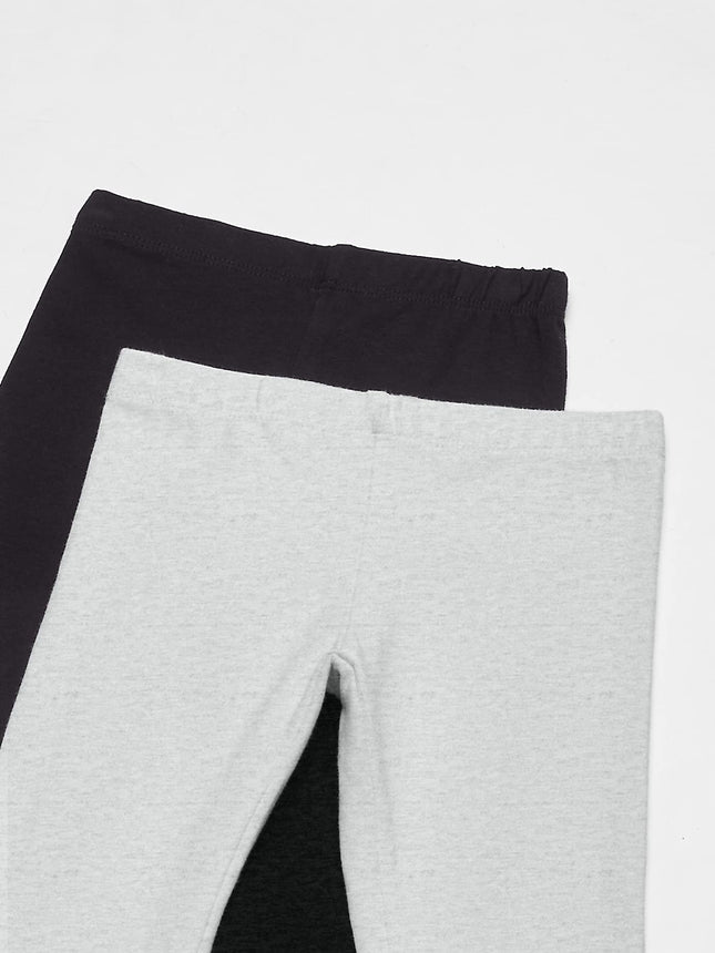The Children's Place Lot de 2 leggings unis pour grandes filles, gris chiné, très petit