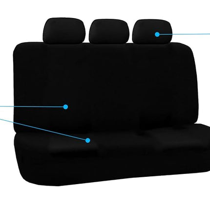 FH GROUP FH-FB050115 + F14403 Full Set Flat Cloth Car Seat Covers with Premium Carpet Floor Mats, Solid Black- Fit Most Car, Truck, Suv, or Van