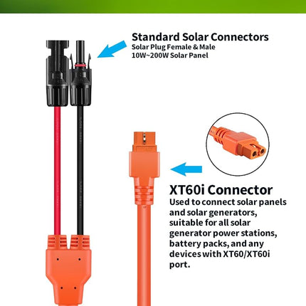Lonnky MC4 to XT60i Solar Cable 12AWG 5M for Power Station Generator