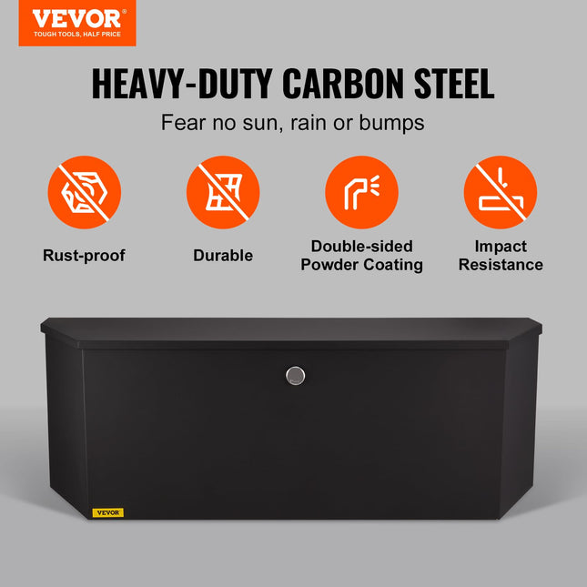 Caja de herramientas VEVOR de acero para lanza de remolque, 91,4 x 30,5 x 30,5 cm, almacenamiento de alta resistencia con cerradura y llaves, caja de herramientas multiusos para la plataforma de camionetas y caravanas