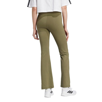 adidas Women's Essentials Small Logo Flared Leggings, Olive Strata/White, XX, Olive Strata/White, XXS