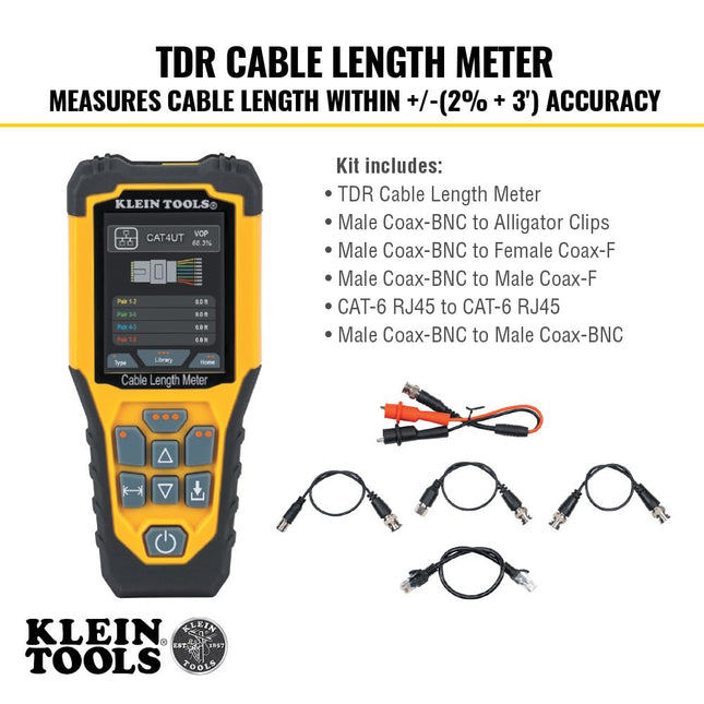 Klein Tools 770-910 Replacement Cable TDR Test Lead Kit with 5 Leads, BNC Connector to Alligator Clips, CAT-6 RJ45 to CAT-6 RJ45