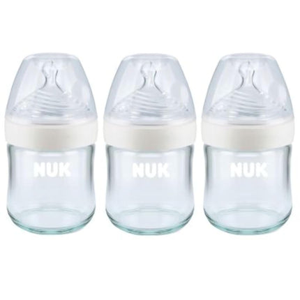 NUK Simply Natural Glass Bottles, 4 Oz, 3 Pack