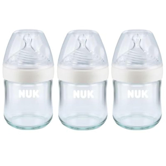 NUK Simply Natural Glass Bottles, 4 Oz, 3 Pack