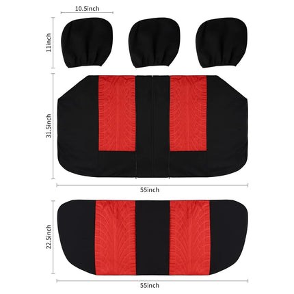 VarCozy Car Seat Covers Full Set, Front Seat Covers and Split Rear Bench Seat Covers for Car, Universal Cloth Seat Covers for SUV, Sedan, Van, Automotive Interior Covers, Airbag Compatible, Black&Red