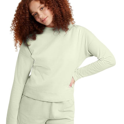 Sudadera Hanes Originals con teñido de prenda para mujer, de forro polar, color Chic Lime, talla Mediana