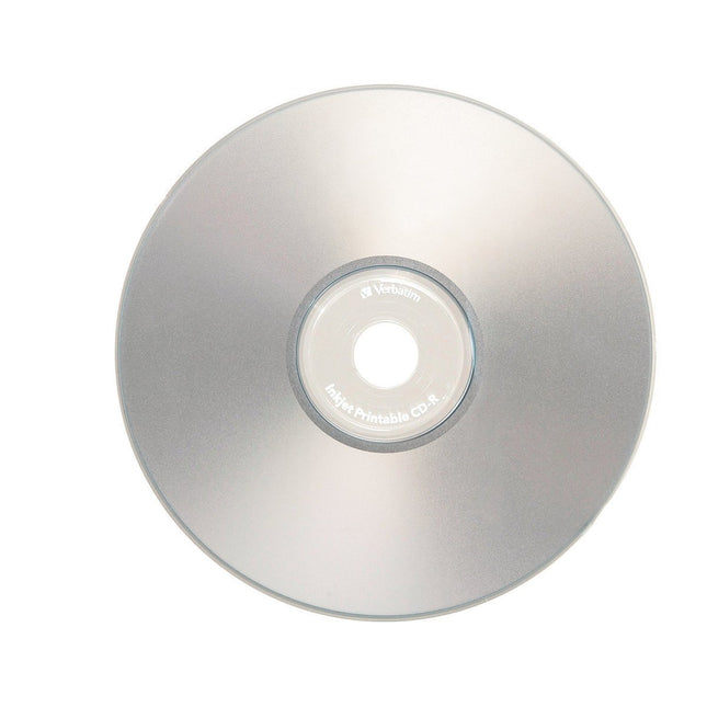 Verbatim 700MB 52x 80 Minute Inkjet Printable Recordable Disc CD-R - 50 Disc Spindle, Silver 95005
