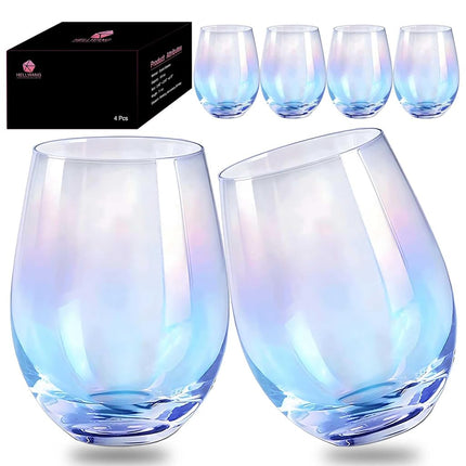 HELLWANG Stemless Wine Glasses Set of 4, 20 Ounce 