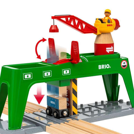 BRIO World Container Crane for Kids Age 3 Years Up - Wooden Railway Train Accessories and Add Ons