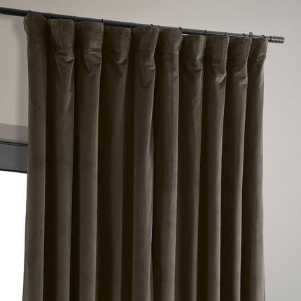 HPD Half Price Drapes Signature Velvet Thermal Blackout Curtains for Living Room 96 Inch Long (1 Panel) Rod Pocket Insulated Blackout Curtains for Bedroom Window Curtains, 100W x 96L, Java