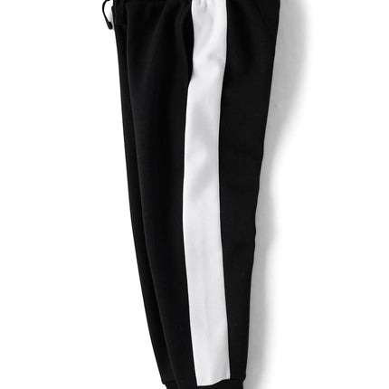 The Children's Place Boys' Active Fleece Jogger Pants, Black/White, Large