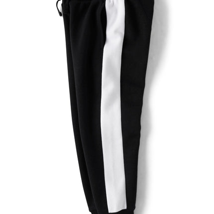 The Children's Place Boys' Active Fleece Jogger Pants, Black/White, Medium