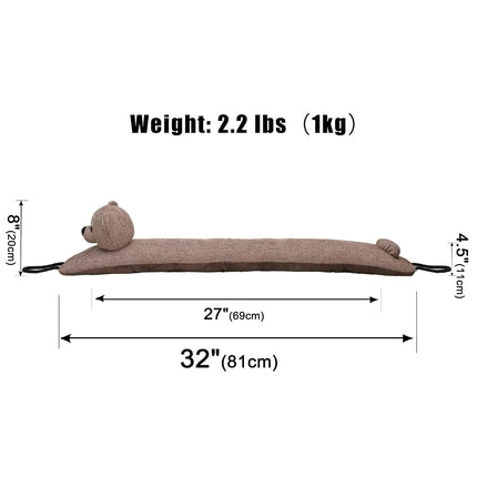 Marwood Bear Door Draft Stopper, 32 inch, 2.2lb, Polyester, Cute Bear, for Door & Window, Wind Stopper, Noise Blocker, with Hanging Loops