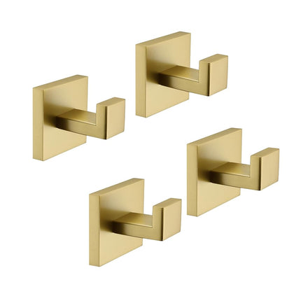 TASTOS Bath Towel Hooks Brushed Gold, 4 Pack Stain