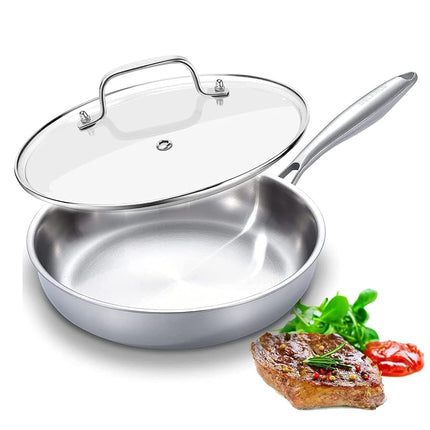 DELARLO Tri-Ply Stainless Steel Frying Pan,Compati