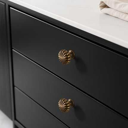 FAPUAL Antique Brass Cabinet Knobs，2 Pack Solid Drawer Pulls for Dressers