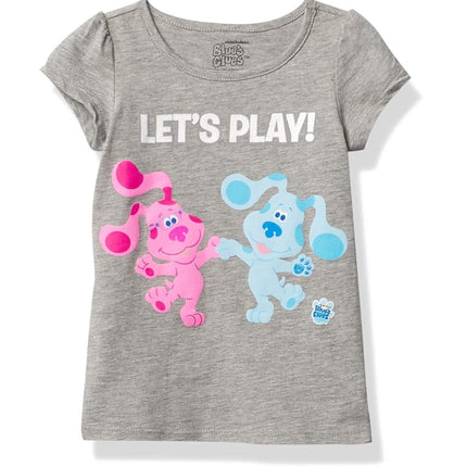 Nickelodeon Blue's Clues & You Be You Toddler Girls Short Sleeve Tee Shirt-Blue & Magenta - Grey - 4 Years