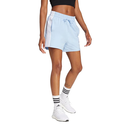 adidas Women's Essentials 3-Stripes Cotton Shorts, Blue/White, XXS