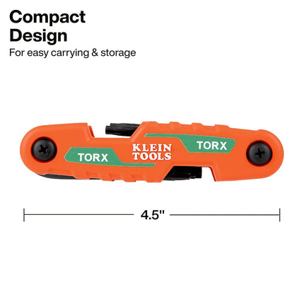 KLEIN TOOLS Cmpct Folding Hex Key Set 8-Key Torx Sizes