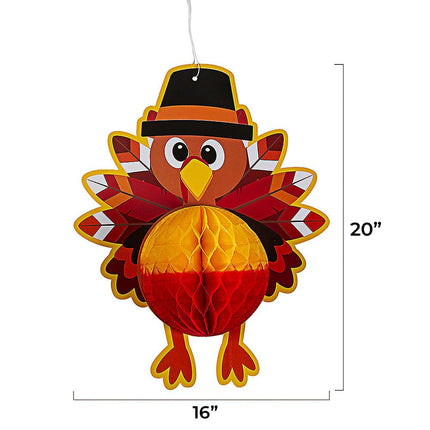 Fun Express 20" Large Turkey Honeycomb Hanging Decorations - 4 Pc