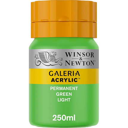 Winsor & Newton Series 1 250ml Bottle Galeria Acrylic Colour with Nozzle Cap - Permanent Green Light