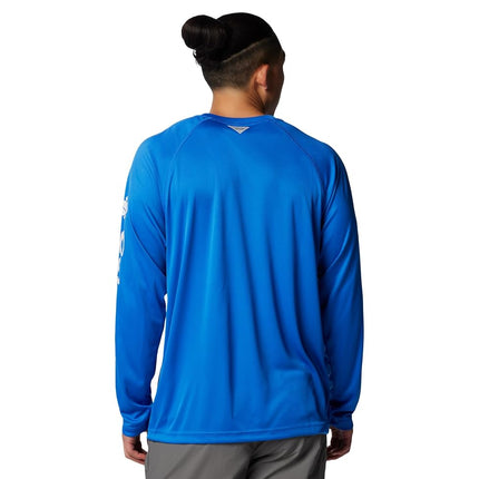Columbia Men's Terminal Tackle Long Sleeve Fishing Shirt, Vivid Blue/Cool Grey Logo, Medium