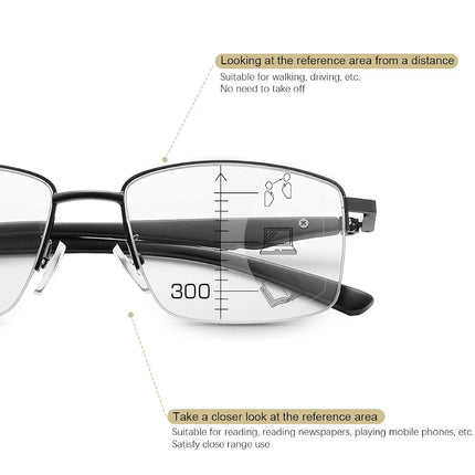 Photochromic Progressive Multifocus Reading Glasses W/Spring Hinges 180° Transition Multifocal UV400 Sunglasses Sun Readers Blue Light Blocking Computer Eyeglasses Anti Glare Presbyopia for Men Women