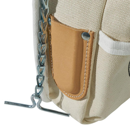 Klein Tools 5125 Canvas and Leather 5-Pocket Tool Pouch with Chain Tape Thong and Tunnel Belt Connection