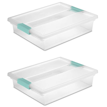 STERILITE 19638606 Large Clip Box, Clear with Blue