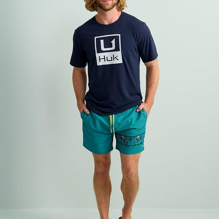 HUK Mens Performance Fishing Logo Tee, Short Sleeve, Quick-Dry, Stacked Logo - Naval Academy, Small