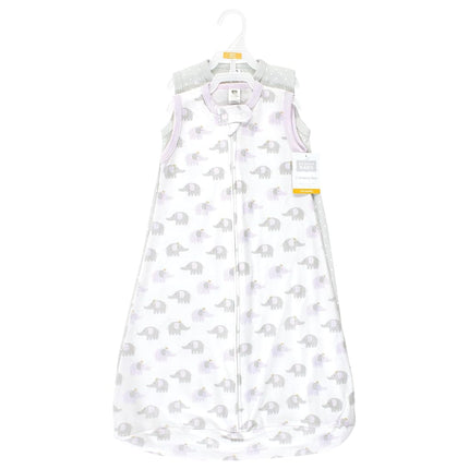 Gigoteuse/sac de couchage portable à manches longues en coton Hudson Baby, motif éléphants, couleur lilas, tailles 3-9 mois