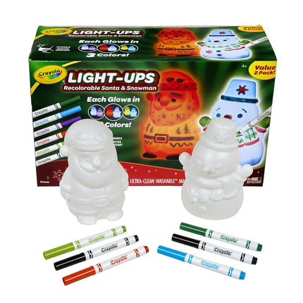 Crayola Light Ups Santa and Snowman Bundle, Recolorable Light Up Toy, Gift for Kids, 5, 6, 7, 8