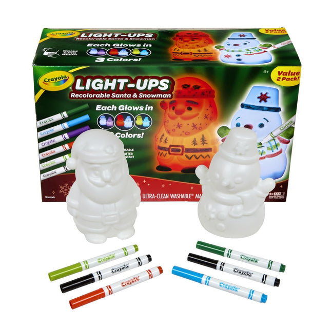 Crayola Light Ups Santa and Snowman Bundle, Recolorable Light Up Toy, Gift for Kids, 5, 6, 7, 8