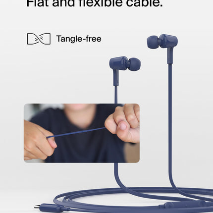 Belkin SoundForm Wired Earbuds with USB-C Connector, in-Ear Earphones w/Microphone - USB-C Headphones for iPhone 17, iPhone 16, iPad mini, Galaxy S25, Google Pixel 9, Android, and More - Blue