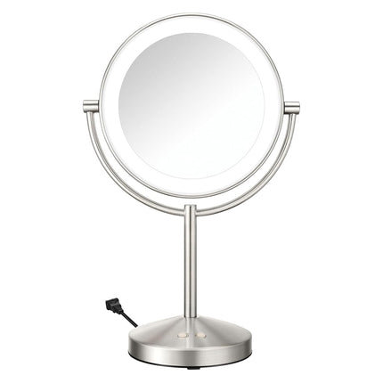 Conair Lighted Makeup Mirror, Double-Sided LED Vanity Mirror with 1X/10X Magnification, 3 Light Settings, 3 Modes, 360� Rotation, Satin Nickel Finish