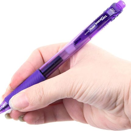 Pentel 0.5mm EnerGel-X Retractable Liquid Gel Pen with Needle Tip and Violet Ink, Box of 12 (BLN105-V)