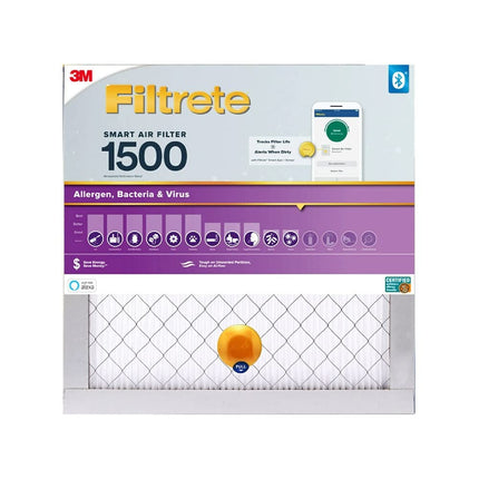 Filtrete Smart Air Filter, MPR 1500 12 in. x 1 in, 2 Pack Allergen, Bacteria & Virus, White