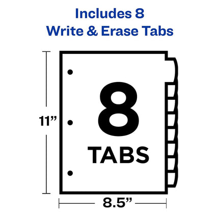 Avery Big Tab Write & Erase Durable Plastic Dividers for 3 Ring Binders, 8-Tab Sets, Bright Multicolor, 24 Sets, 192 Divider Tabs (16130)