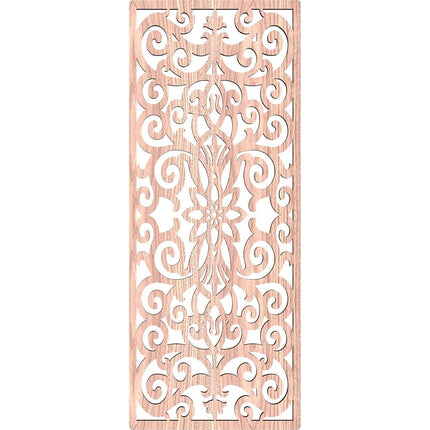 Buel Decorative Pierced Fretwork Wood Wall Panels, 9 3/8"W x 24 3/8"H x 3/8"T, Walnut