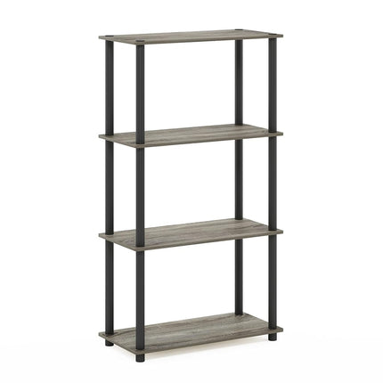 Furinno TURN-N-TUBE Storage Shelves, 4-Tier Toolless Book Shelf, Corner Shelf, Toolless Open Shelves, for Organization and Storage, Living Room, Garage, Home Office, French Oak