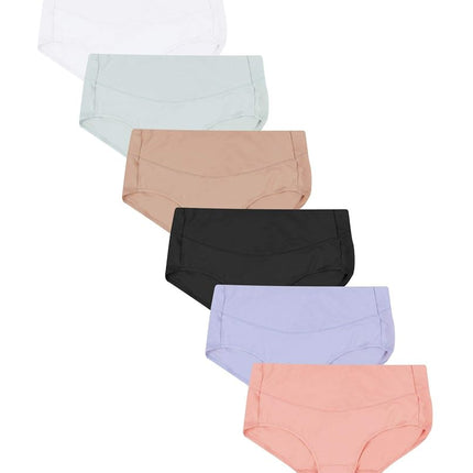 Hanes Women's Microfiber Smoothing, Assorted Colors, 6-Pack High-Waisted Briefs, 9