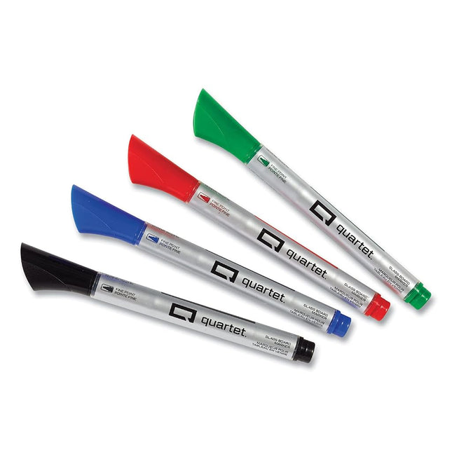 Quartet Glass Board Dry Erase Markers, Premium, Fine Tip, Assorted Colors, 4 Pack (79555)